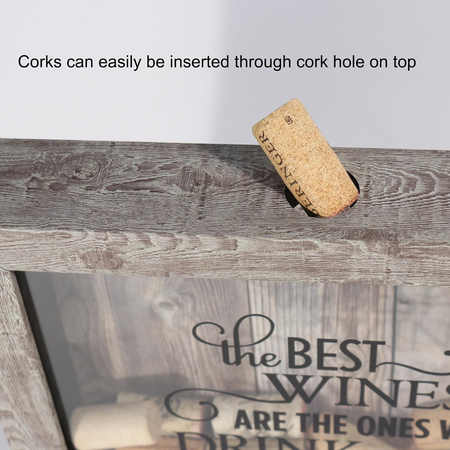 Lawrence Frames Birch 10x10 Weathered Shadow Box Wine Cork Holder