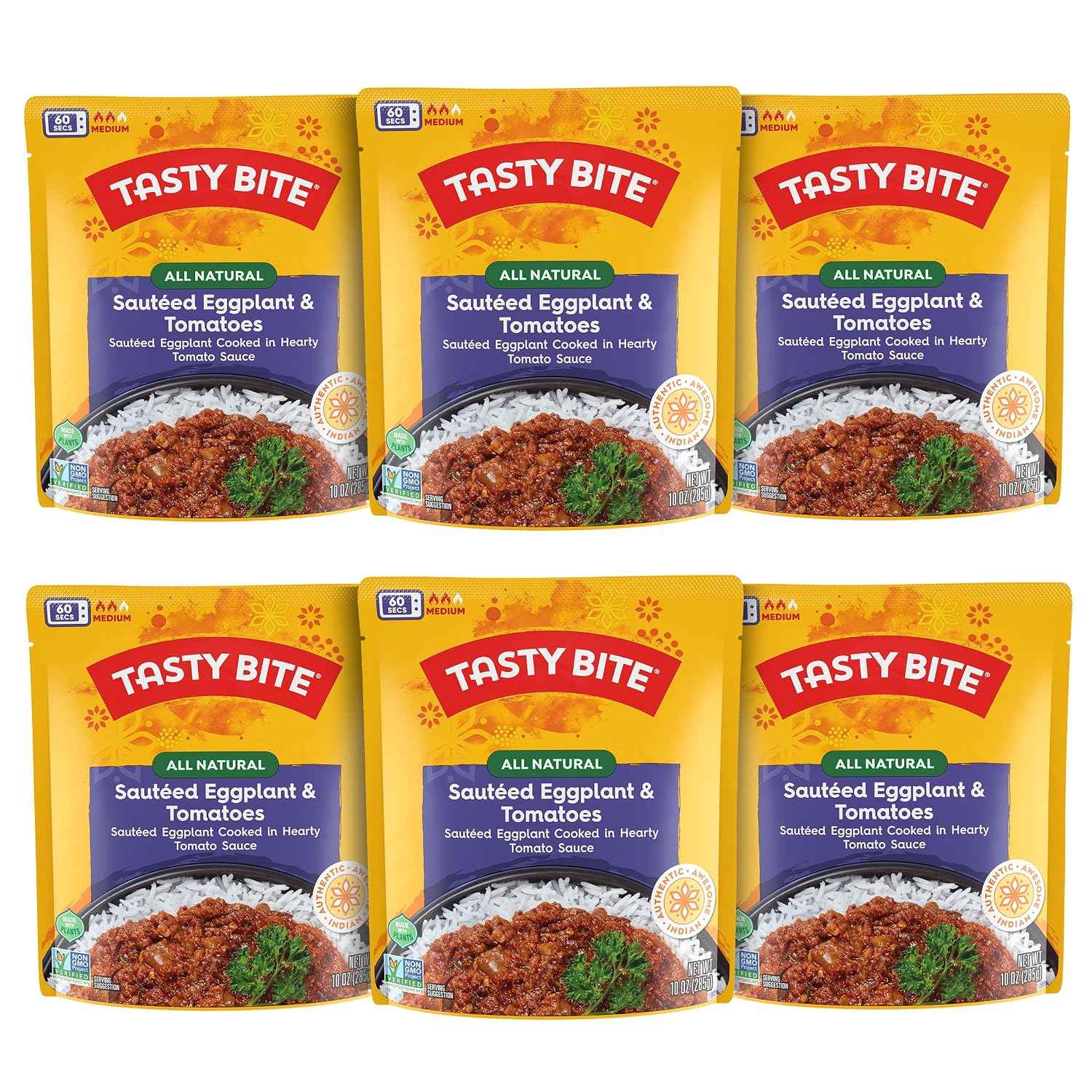 Tasty Bite Organic 3 Bean Madras Lentils, 10 Ounce, Pack of 6, Simmered With Tomato & Spices, Ready to Eat, Microwavable