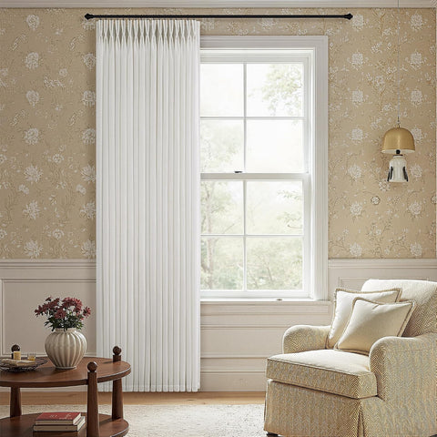 60 Inch Extra Wide Beige White Linen Pinch Pleated Curtains 112 Inches Long