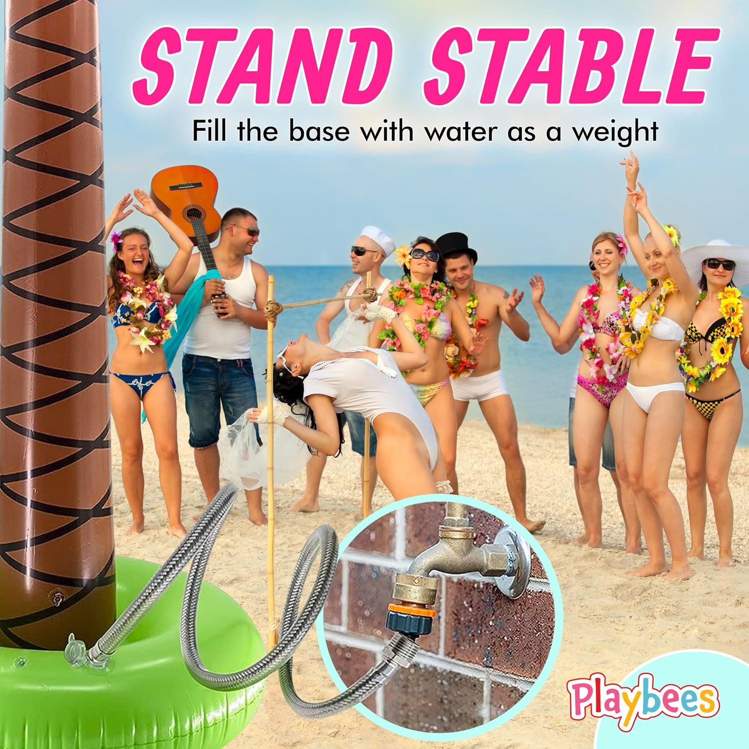 Playbees Giant Inflatable Palm Trees, 66 Inch (5.5 FT), 4 Pack, Tropical Luau Party Decorations for Beach, Poolside, Hawaiian Theme and Outdoor Events, Easy Inflation