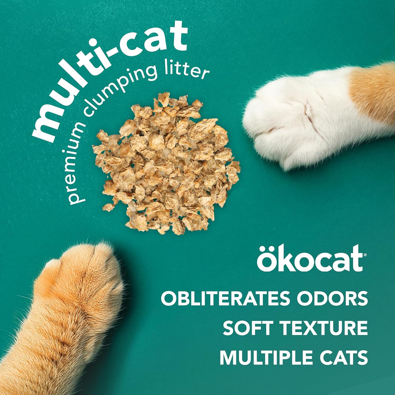 ökocat Multi-Cat Natural Wood Clumping Cat Litter, Odor Control, 26 Lbs