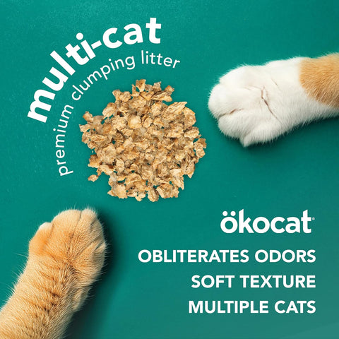 ökocat Multi-Cat Natural Wood Clumping Cat Litter, Odor Control, 26 Lbs