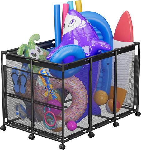 POOLHOUR XXL Large Pool Float Storage Bin, Pool Toy Organizer, Black