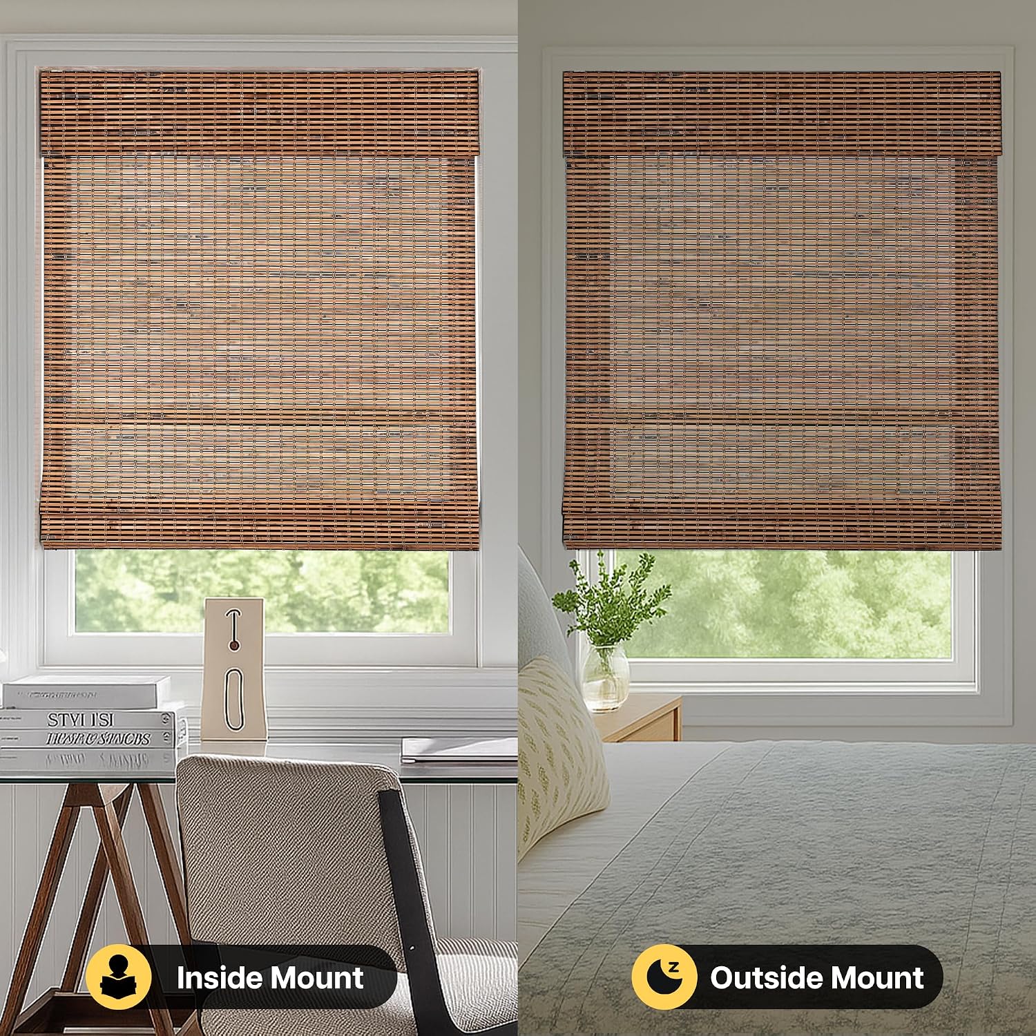 LazBlinds Cordless Bamboo Roman Shades for Windows, 20x64, Tatami