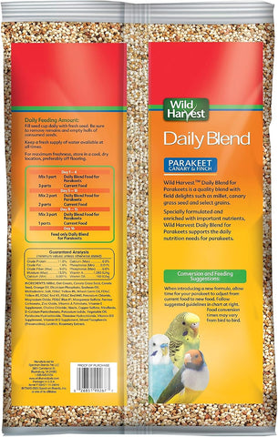 Wild Harvest Daily Blend Bird Food For Parakeet, Canary & Finch,10 lbs