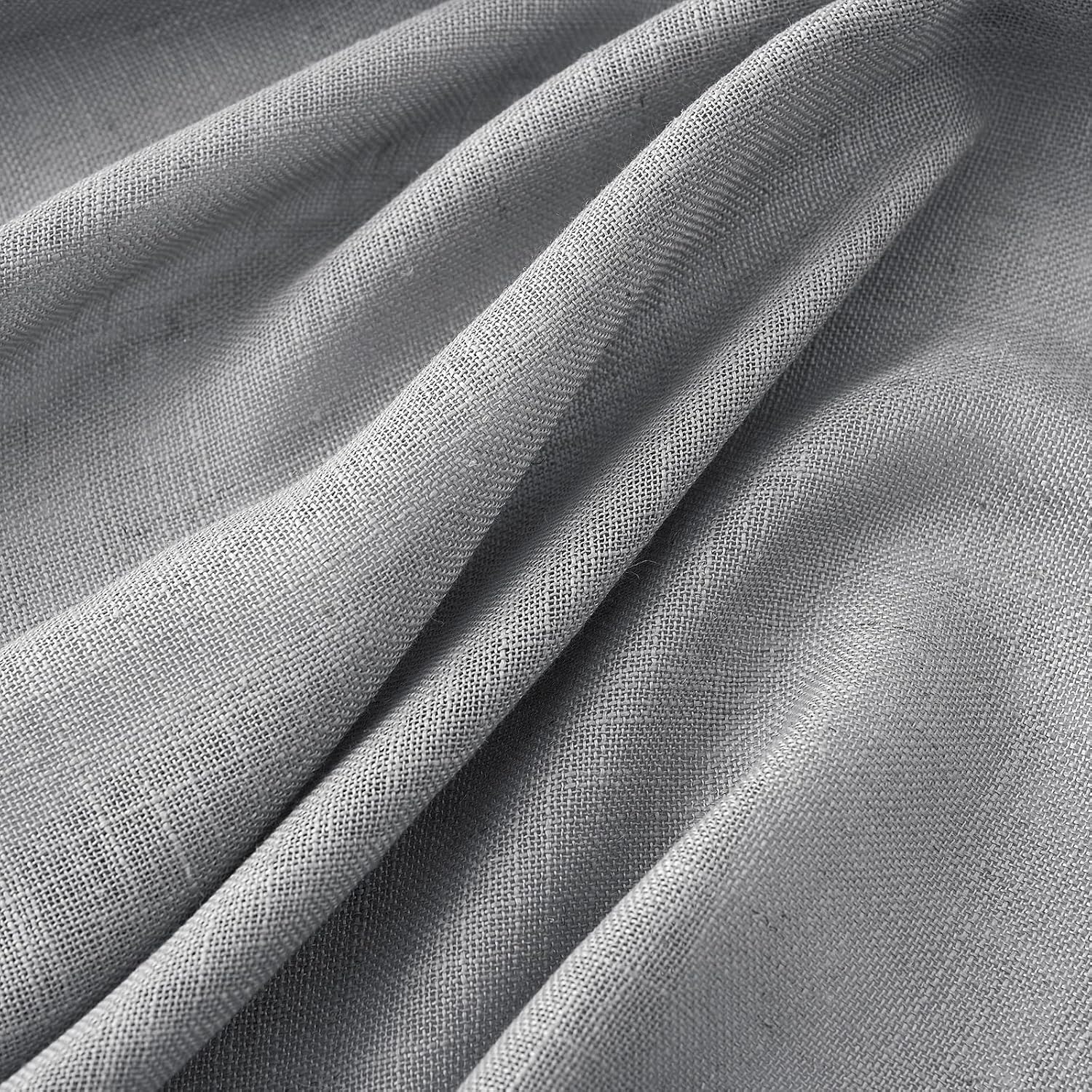 MIULEE Grey Linen Curtains 37x84 Inch Length Gray 2 Panels