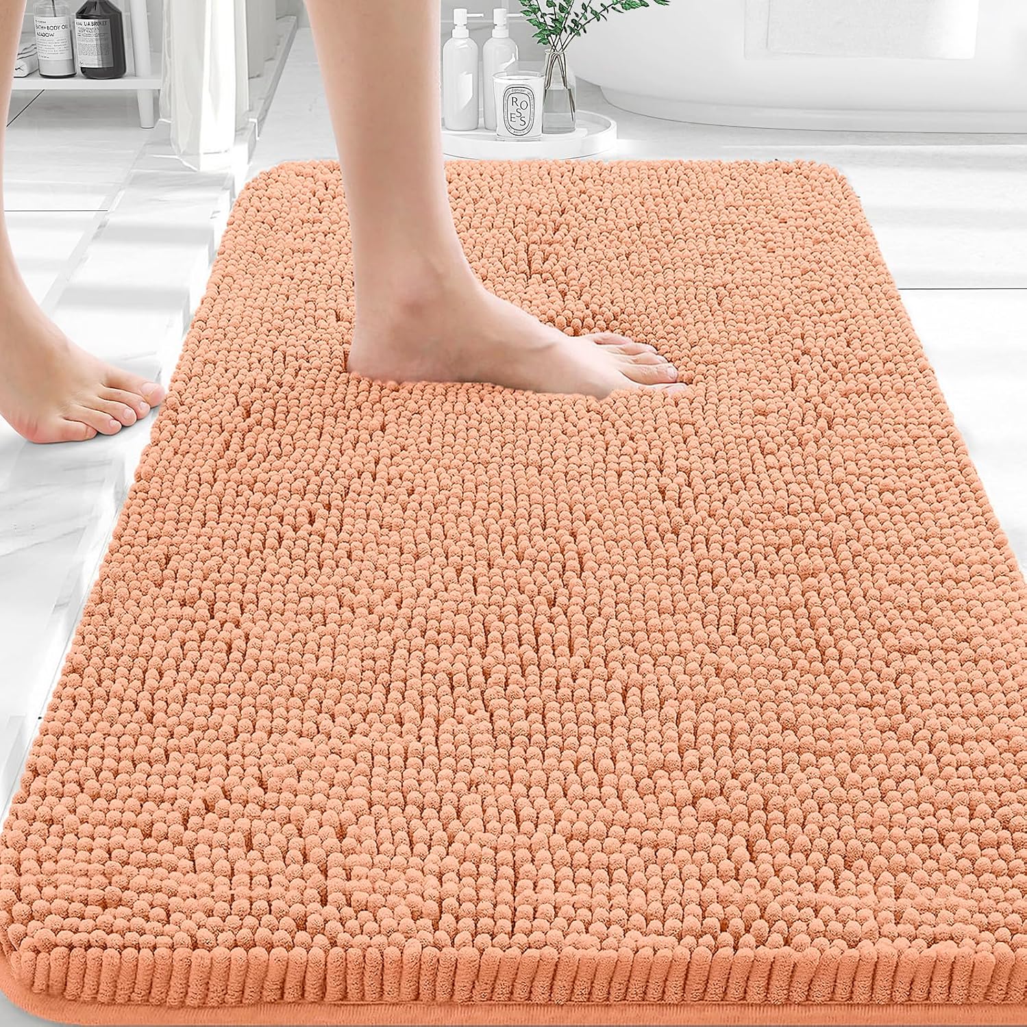 OLANLY Small Bathroom Rugs 30x18, Extra Soft Absorbent Chenille Bath Rugs