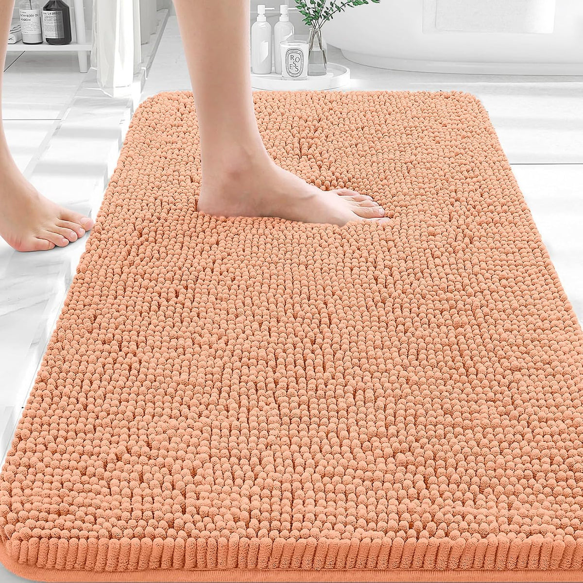 OLANLY Small Bathroom Rugs 30x18, Extra Soft Absorbent Chenille Bath Rugs