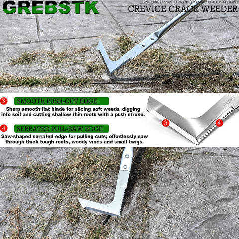 GREBSTK Crack Weeder Crevice Weeding Stainless Steel Sharp Tool, 36 in