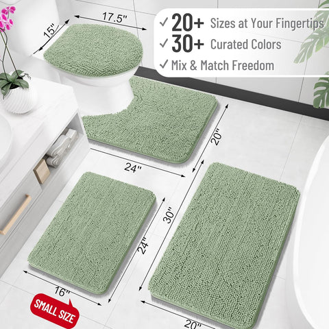 OLANLY Small Bathroom Rugs 24x16, Extra Soft Absorbent Chenille Bath Rugs