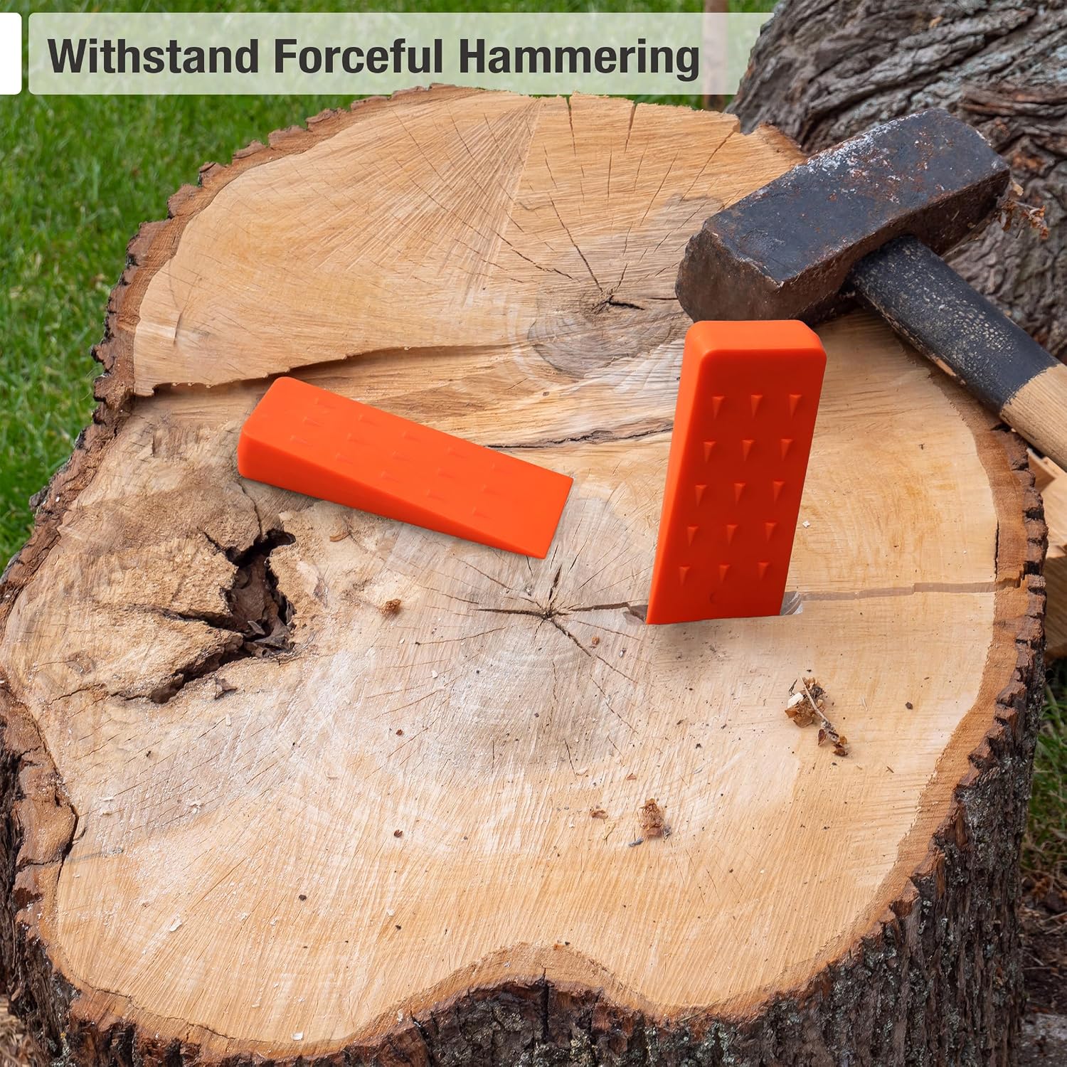 UNCO- Tree Felling Wedges, 4 Pack, 5.5" & 8", Splitting Wedges with Spikes