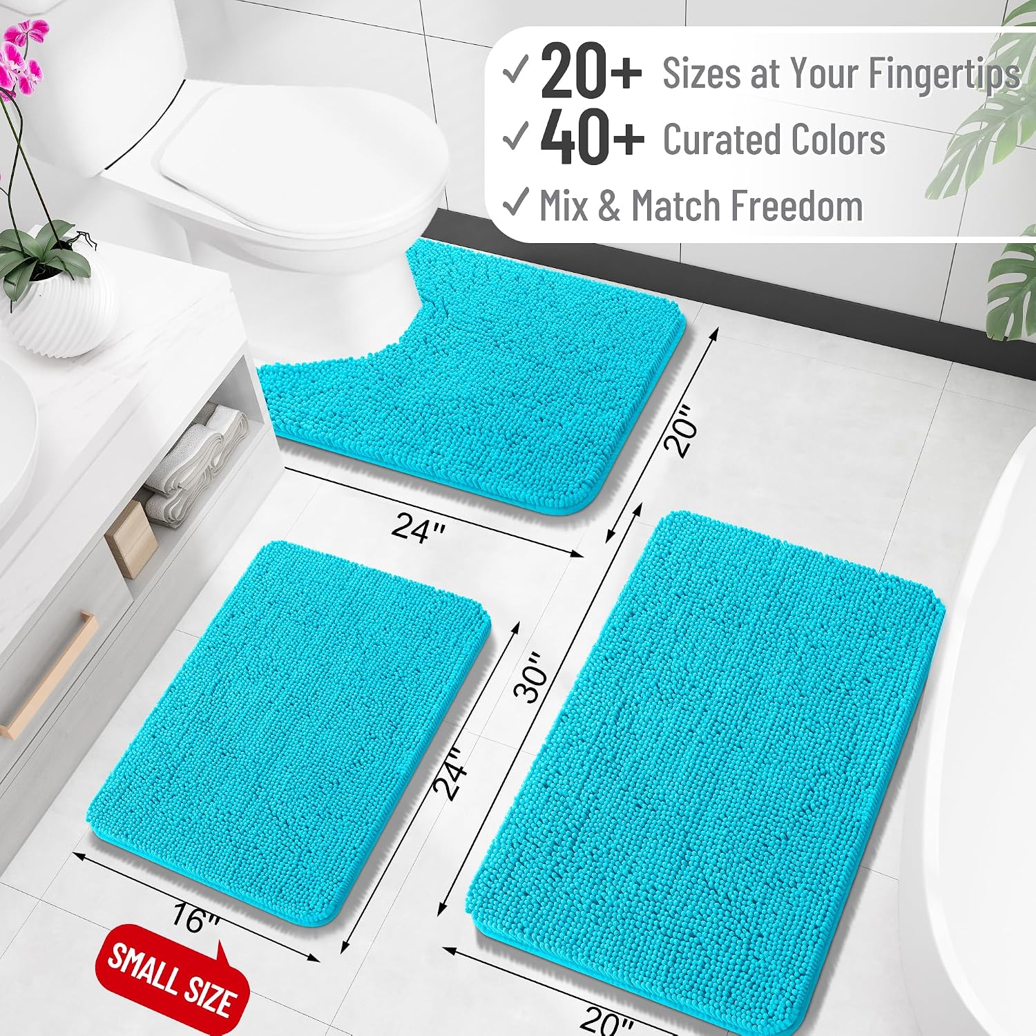 OLANLY Bathroom Rugs 34x21, Extra Soft Absorbent Chenille Bath Rugs
