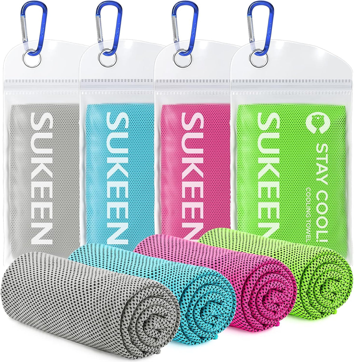 Sukeen 4 Pack Cooling Towels (40"x12") for Neck and Face Instant Cooling
