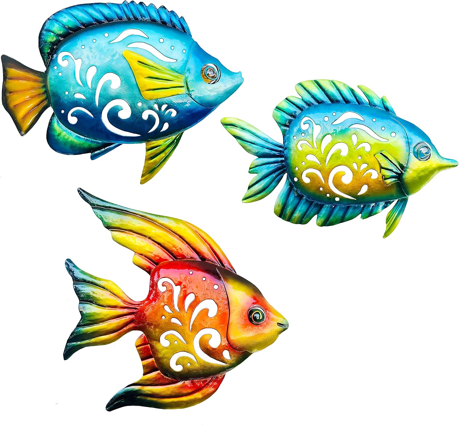 Coastal Wall Decor, Ocean Tropical Fish Sea Metal Fish Garden Decorations