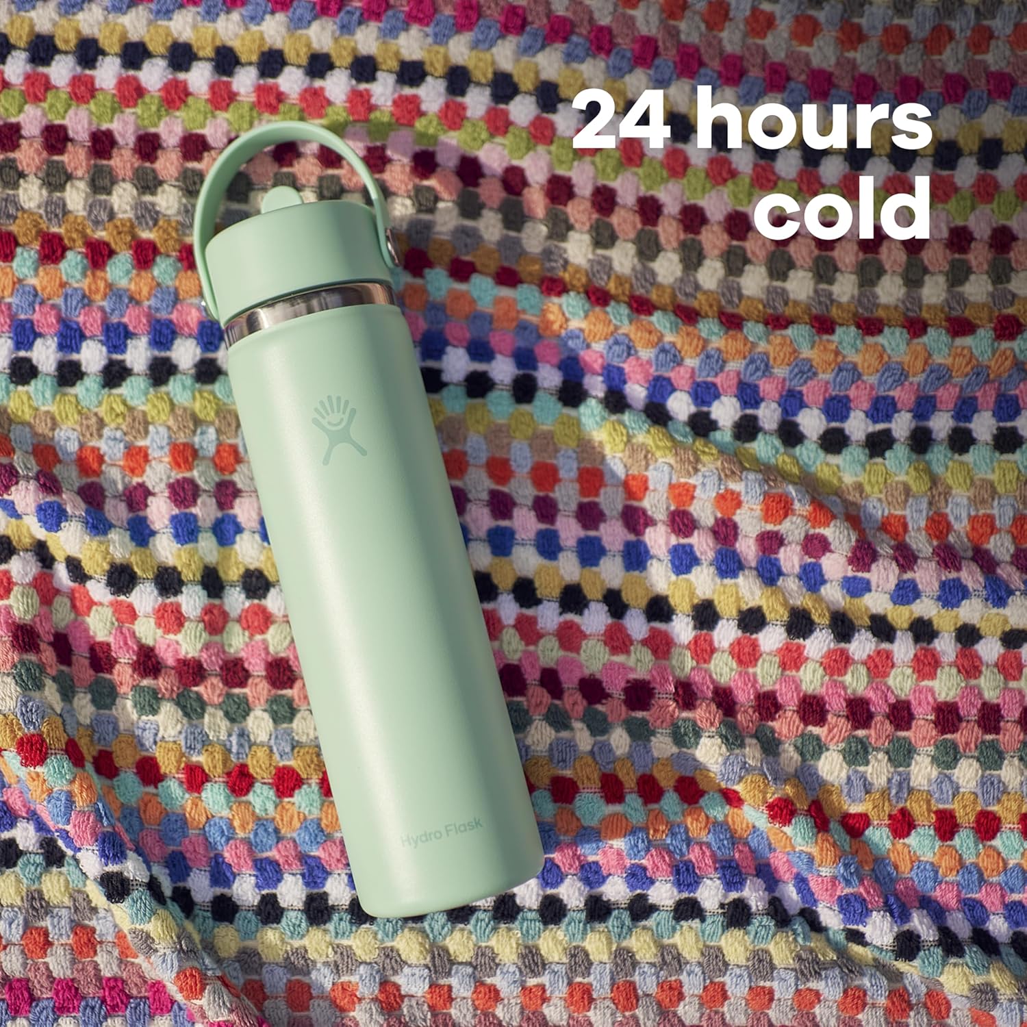 Hydro Flask Water Bottle - Insulated Stainless Steel - Wide Straw Lid, Non Spill, Leakproof in 24 Oz Tonal Black
