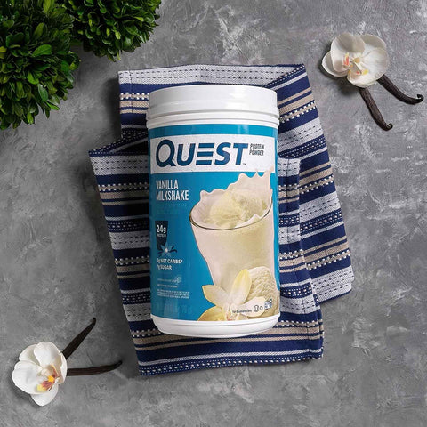 Quest Nutrition Vanilla Milkshake Protein Powder, 24g Protein, 1.6 Pound | 23 Servings, 3g Net Carbs, 1g Sugar, Low Carb, Gluten Free