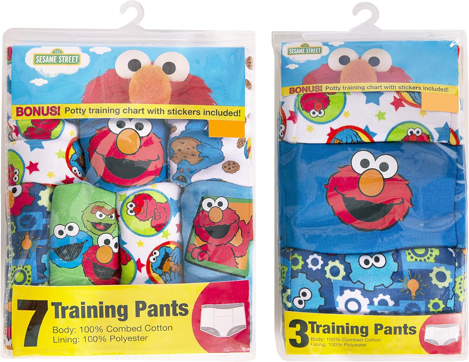 Sesame Street Unisex Toddler Potty Training Pants with Elmo, Cookie Monster and Big Bird with Stickers & Success Chart