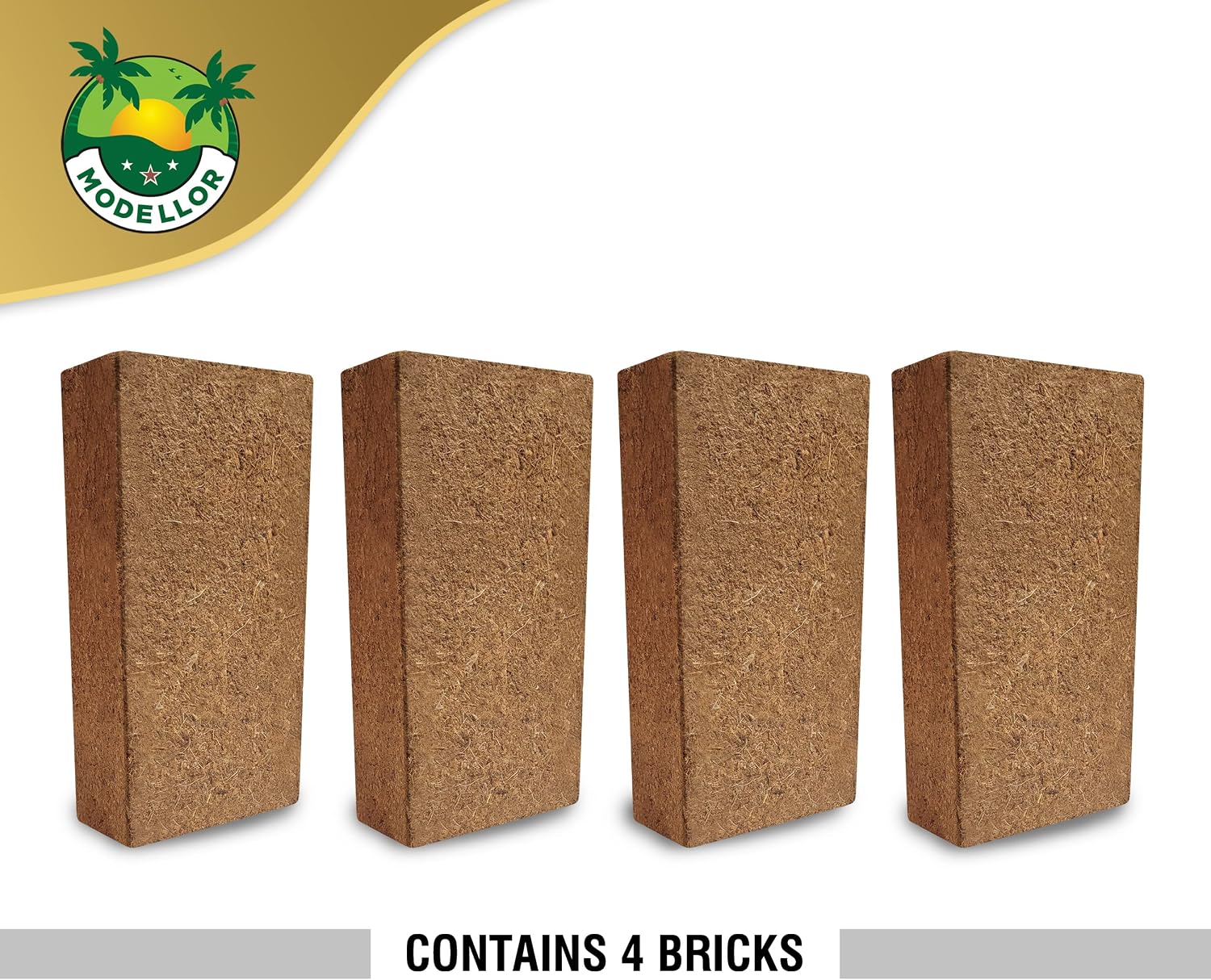 MODELLOR Coco Coir Bricks, 4-Pack (5 lb) – Premium Super Washed, Yields 9 Gallons (36 Quarts), Organic, pH-Balanced Growing Medium for Seed Starting & Gardening