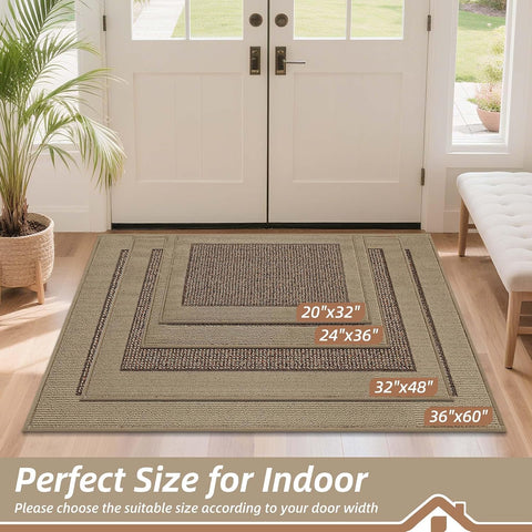 BEQHAUSE Indoor Door Mat 36" x 60", Dirt Trapper Door Mats, Taupe