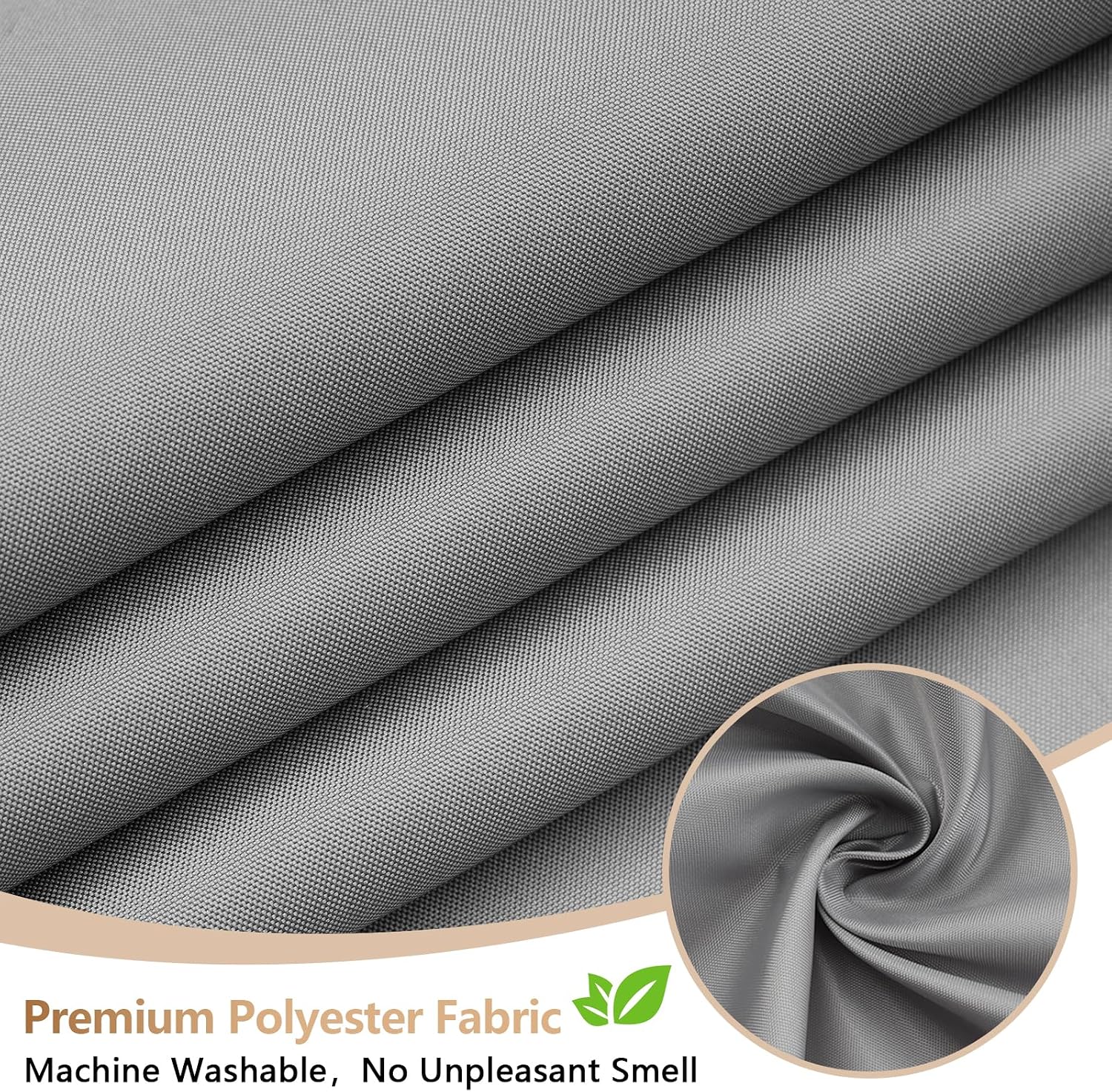 Seenus Light Grey Fabric Shower Curtain Liner with 3 Large Magnets, 72 x 72 inch Waterproof Cloth Shower Liner Washable, Neutral Gray Bathroom Shower Curtain for Hotel