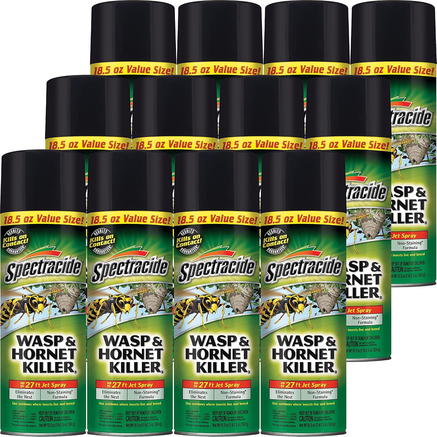 Spectracide Wasp & Hornet Killer Aerosol Spray 18.5 Oz, 12 Pack