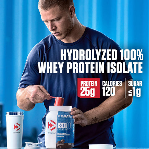 Dymatize ISO100 Hydrolyzed Protein Powder, 100% Whey Isolate, 25g of Protein, 5.5g BCAAs, Gluten Free, Fast Absorbing, Easy Digesting, Gourmet Chocolate, 20 Servings