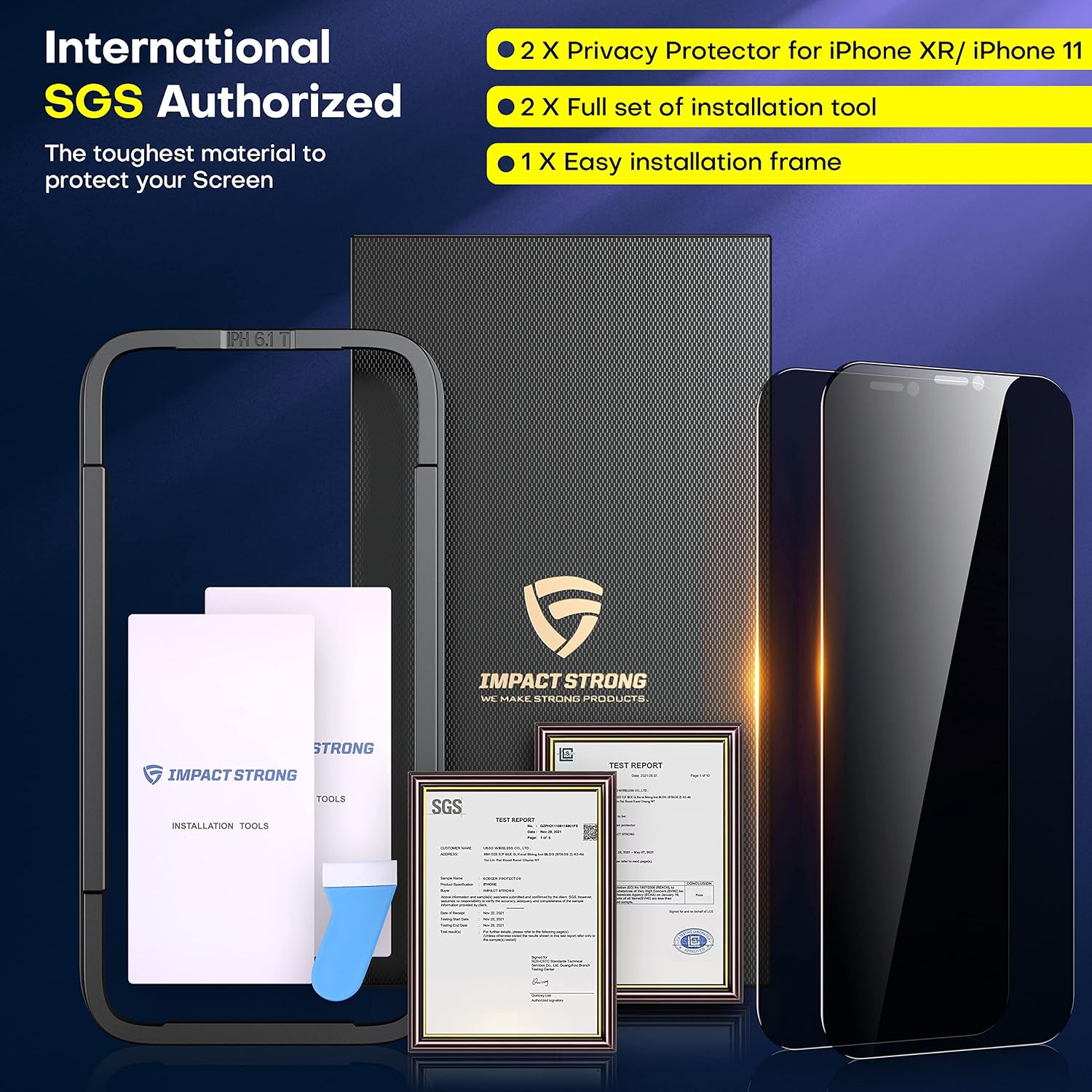 ImpactStrong Anti-Spy Privacy Screen Protector for iPhone 12 Pro Max (6.7-Inch), 9H Tempered Glass, Shatter-Resistant, Anti-Scratch, Easy Install Kit, Case Friendly, 2-Pack