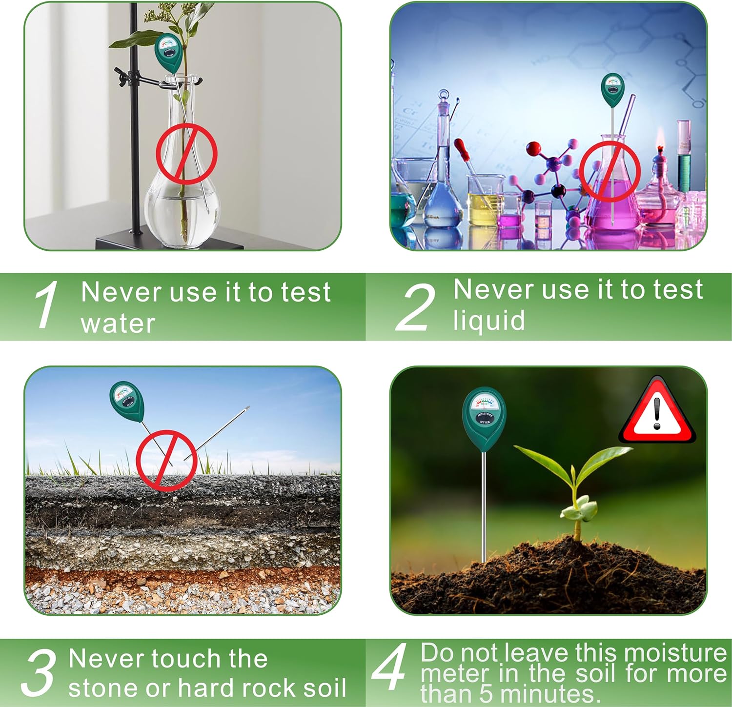 XLUX Long Probe Plant Soil Moisture Meter, Indoor Outdoor use, Battery-Free