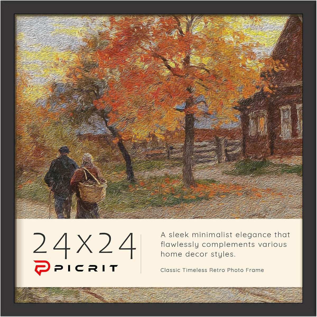 Picrit 24x24 Picture Frame, Puzzle Frame for Wall Mounting, Black
