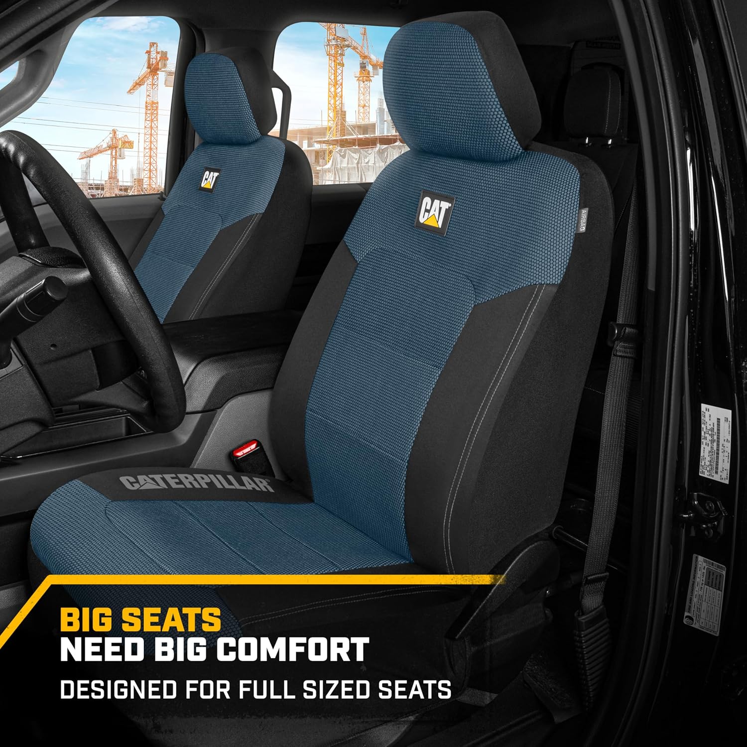 CAT MeshFlex Universal Front Seat Covers for Trucks, Cars, & SUV - Blue