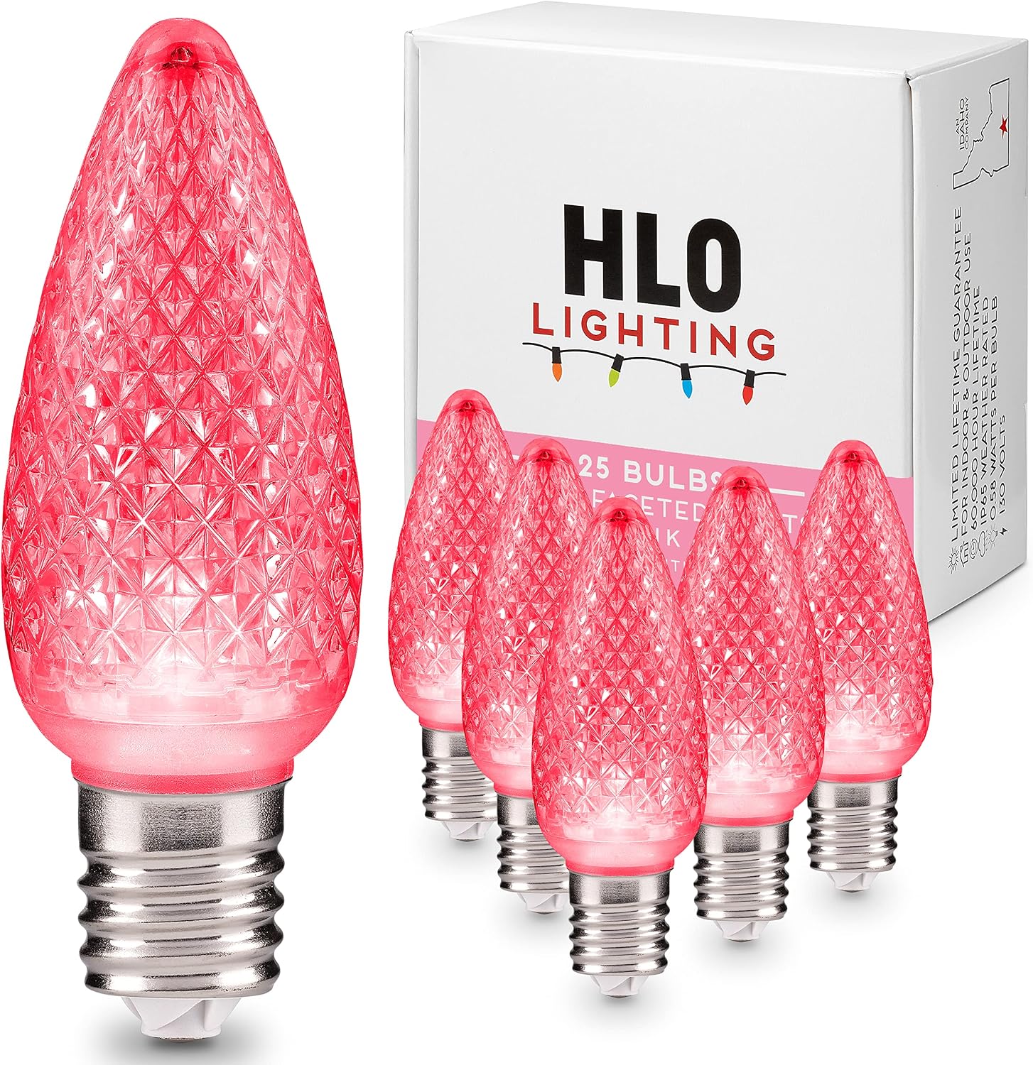 HLO Lighting Set of 25 Orange C9 Faceted LED Christmas Light Bulbs for Indoor & Outdoor Use | Durable Replacement Bulbs