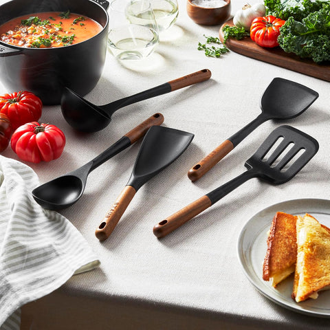 Staub 5-Pc Cooking Utensil Set, Non-Stick Silicone, Black