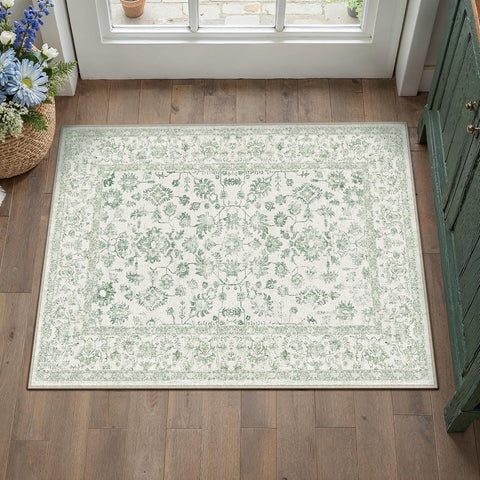 PureCozy 2x3 Green Area Rug Washable Vintage Non Slip Carpet