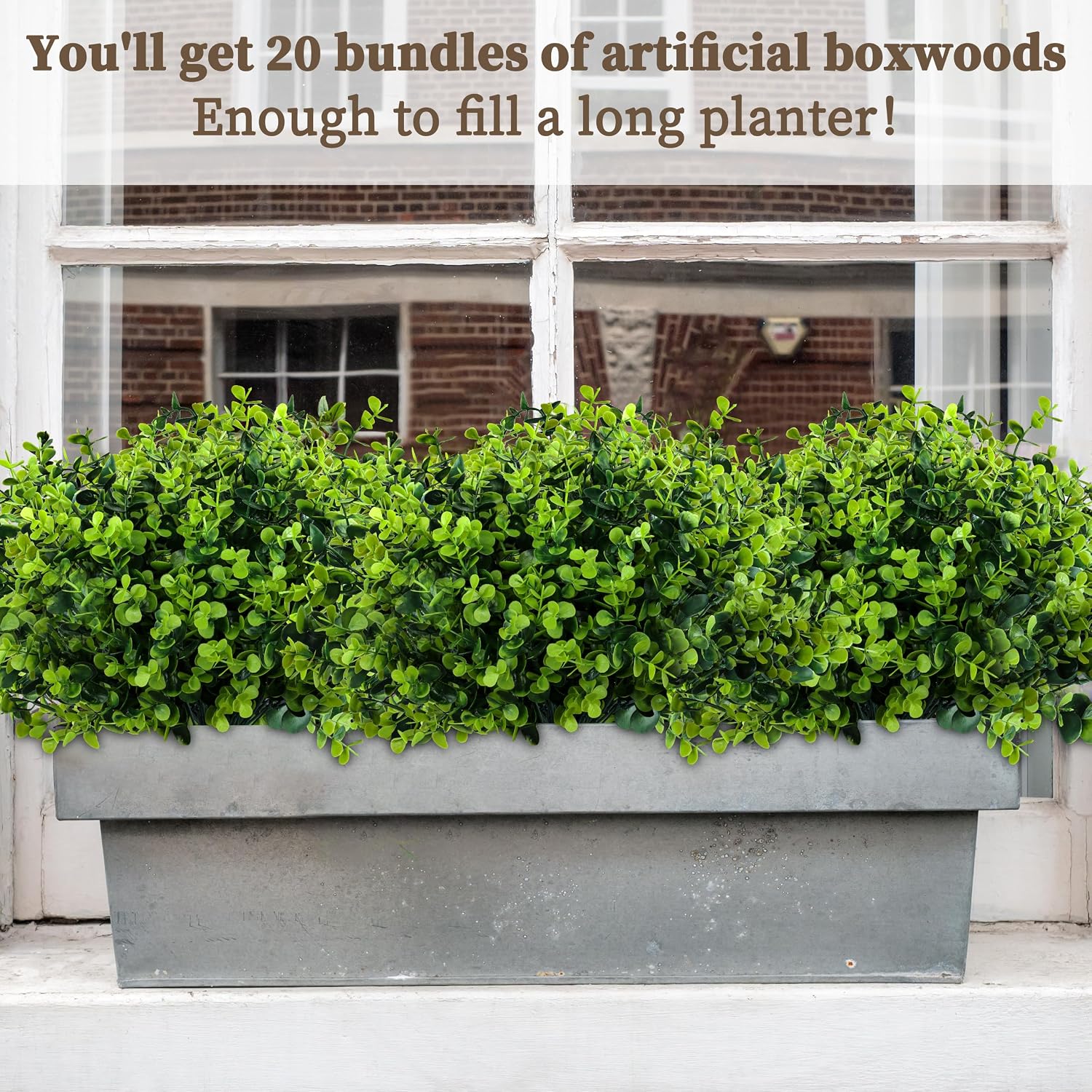 ColoPlay 20 Bundles Artificial Greenery Boxwood Plants, Fake Outdoor Plants