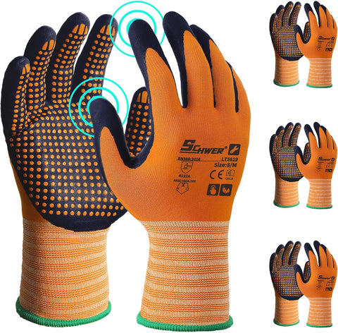 Schwer 3/6/12 Pairs Safety Work Gloves, MicroDot Abrasion & Grip, LT5619, S