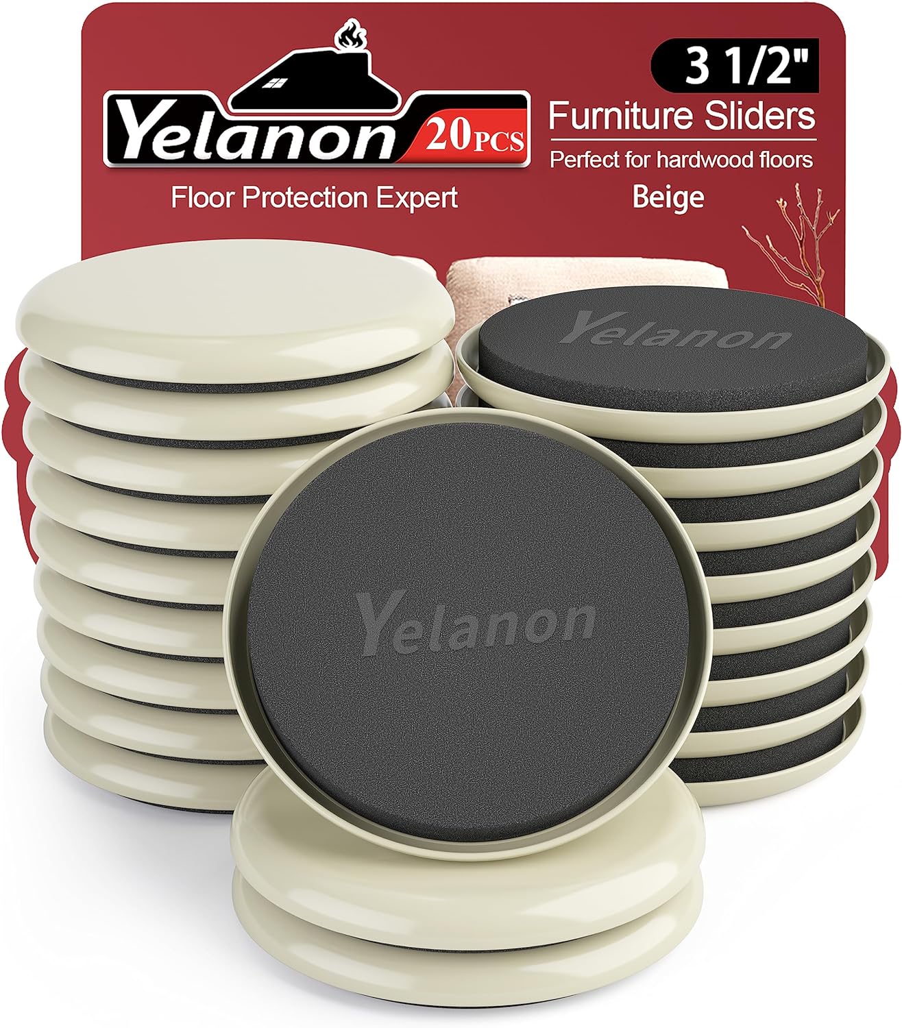 Furniture Sliders for Carpet - Yelanon 20 PCS 3 1/2" Furniture Moving Pads