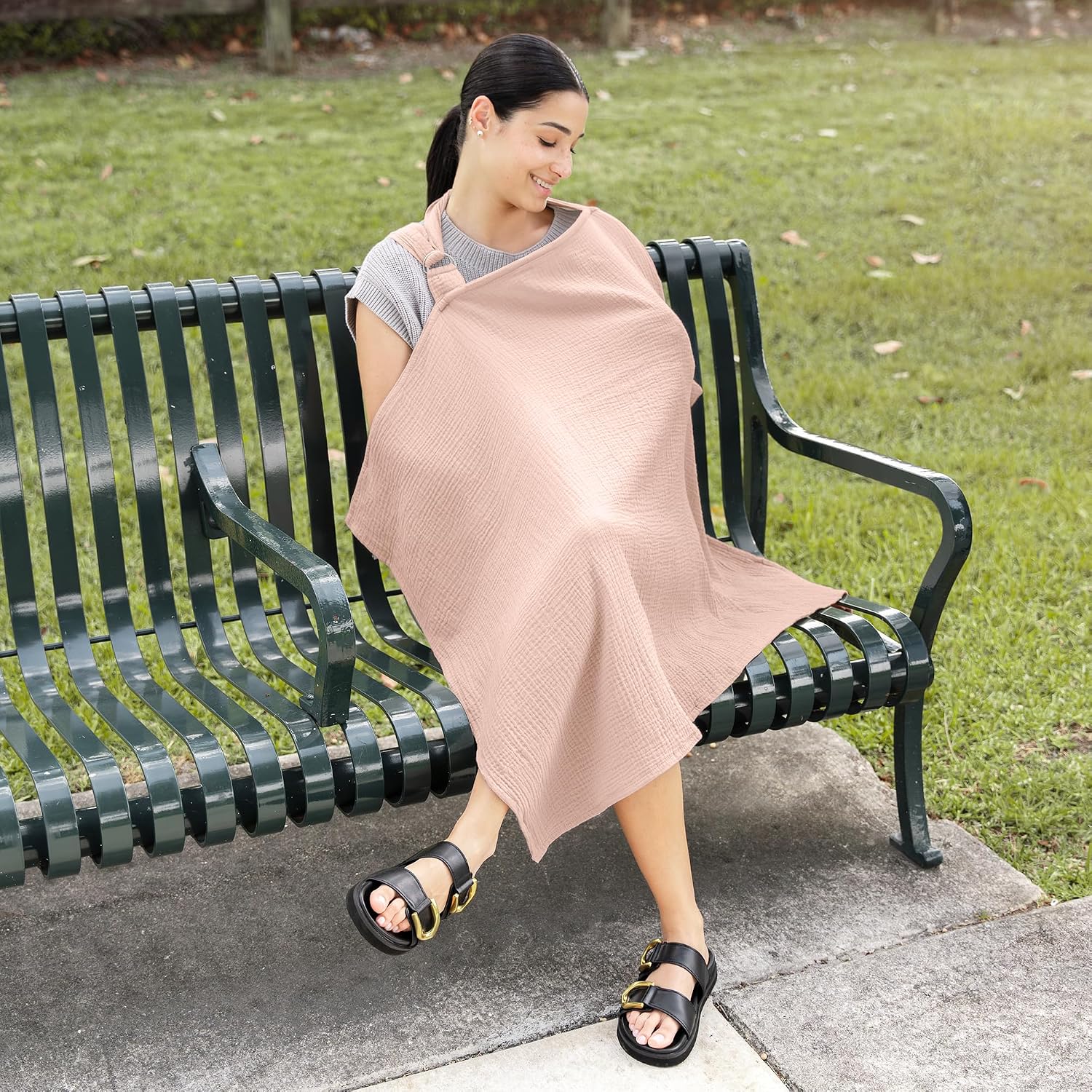 Comfy Cubs Muslin Nursing Cover - 100% Muslin Breastfeeding Cover Blush