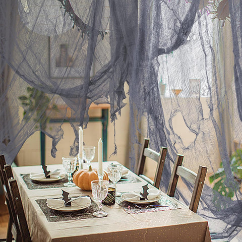 600" x 40" Halloween Creepy Cloth, Gray Halloween Spooky Fabric Cloth
