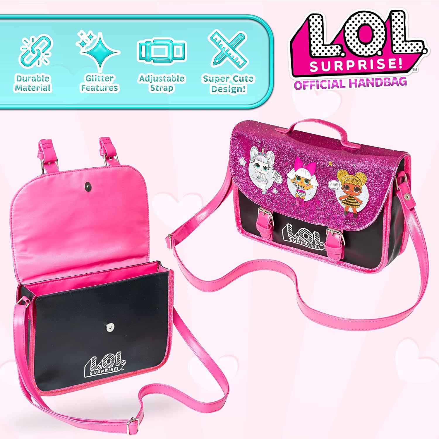 L.O.L. Surprise! Girls Handbag - Kids Crossbody Shoulder Bag Adjustable Strap - LOL Gifts for Girls