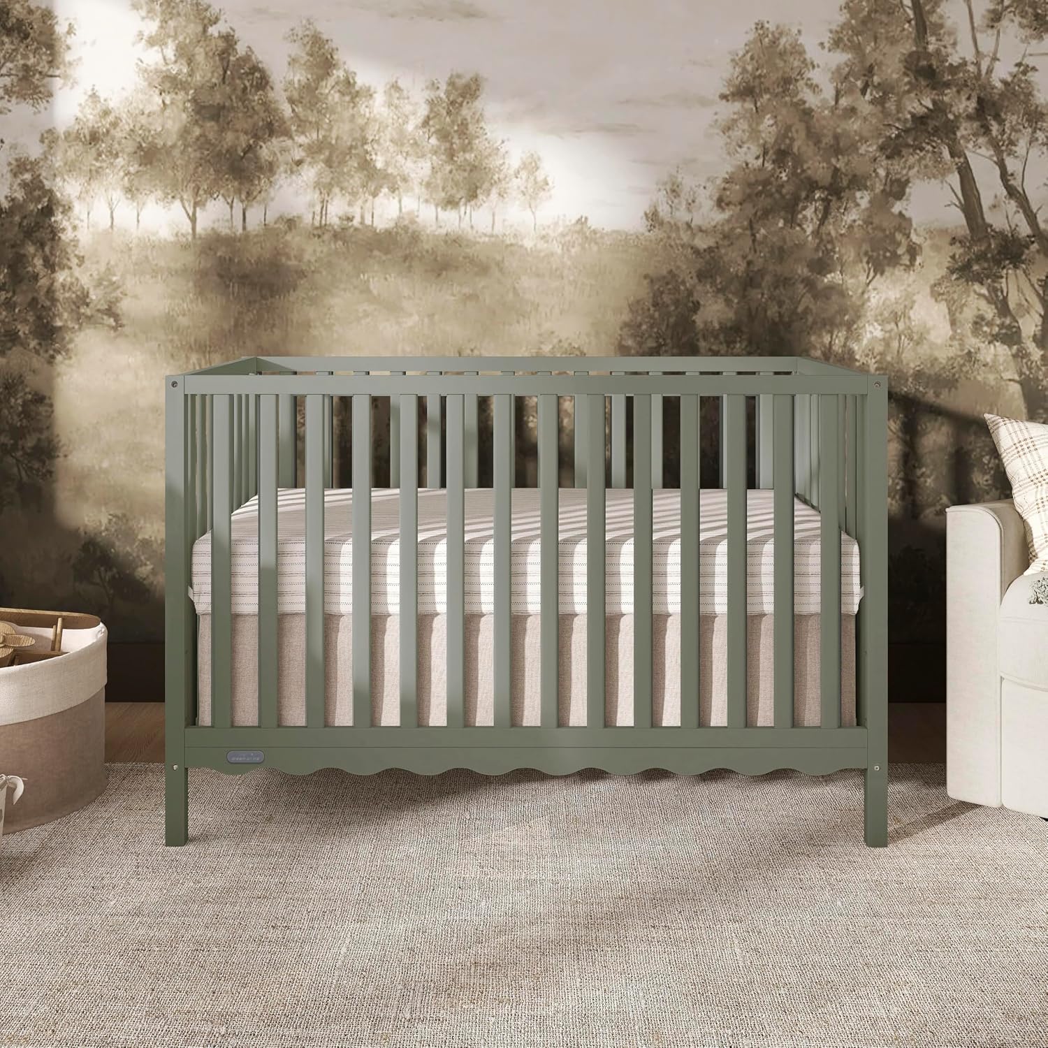 Dream On Me Synergy Wave 5-in-1 Convertible Full Size Baby Crib, Seagrass