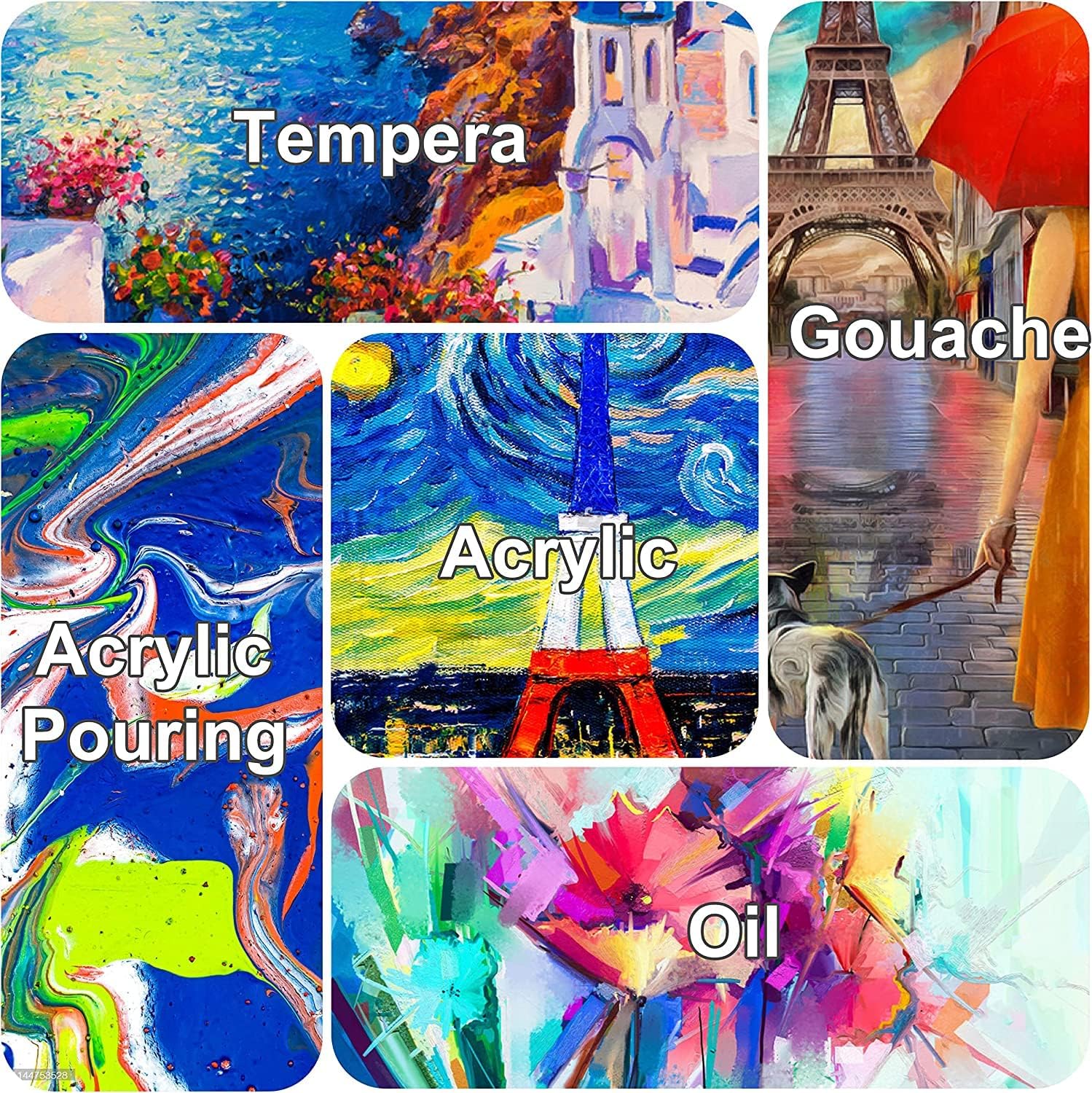 Stretched Canvases for Painting 4x4, 5x7, 8x10, 9x12, 11x14 Inch 10-Pack, 10 oz Triple Primed Acid-Free 100% Cotton Blank Art Canvas for Oil Paint Acrylics Pouring & Wet Art Media, Pour Painting