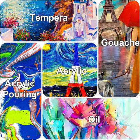Stretched Canvases for Painting 4x4, 5x7, 8x10, 9x12, 11x14 Inch 10-Pack, 10 oz Triple Primed Acid-Free 100% Cotton Blank Art Canvas for Oil Paint Acrylics Pouring & Wet Art Media, Pour Painting