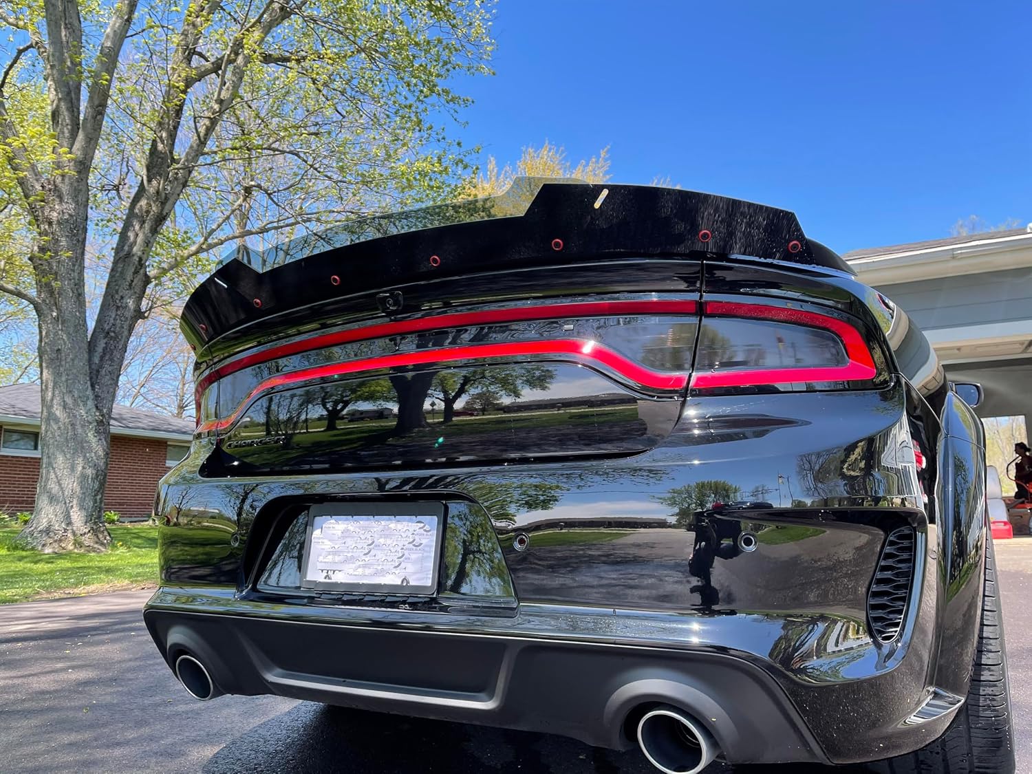 PSDesigns V3 2 Layer Wickerbill Spoiler Compatible with 2015-2023 Charger fits SRT Hellcat Scat Pack modles with RivNut Tool Included