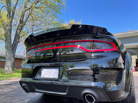 PSDesigns V3 2 Layer Wickerbill Spoiler Compatible with 2015-2023 Charger fits SRT Hellcat Scat Pack modles with RivNut Tool Included