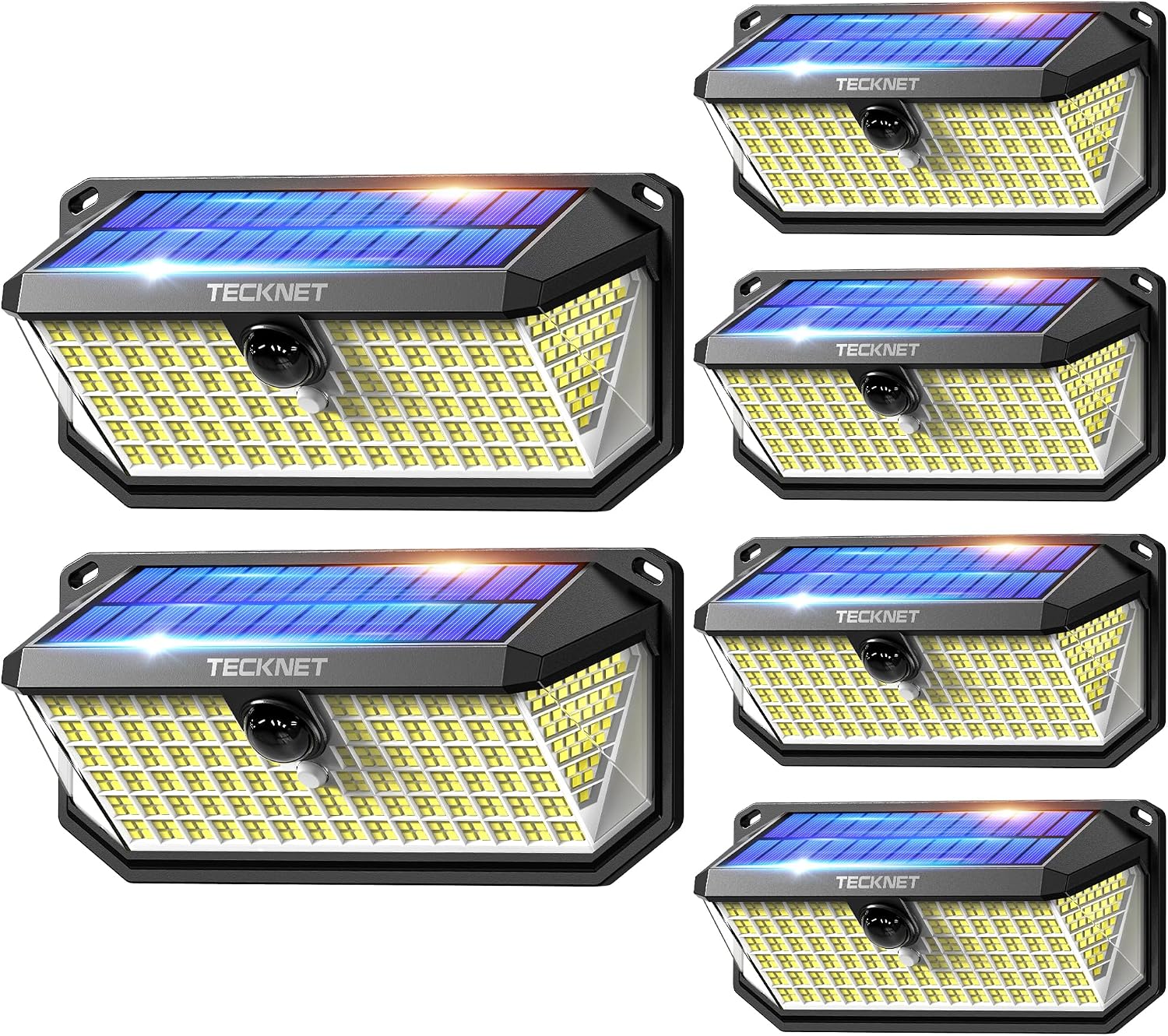 TECKNET 416 LED Solar Lights Outdoor Motion Sensor Waterproof 4200lm,6 Pack