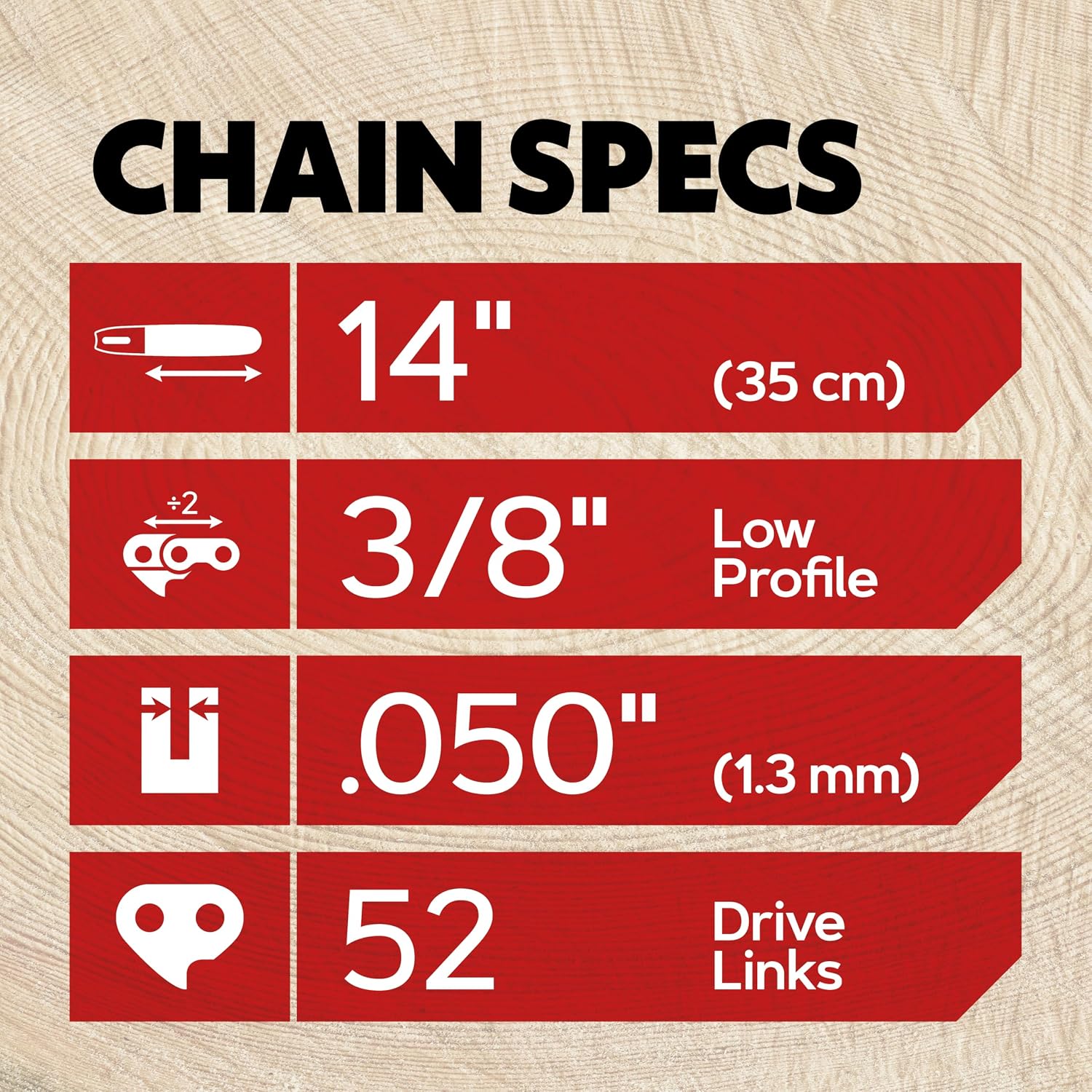 Oregon Chainsaw Chain for 14" Bar, 3/8" LP, .050" Gauge, 52 Drive Links