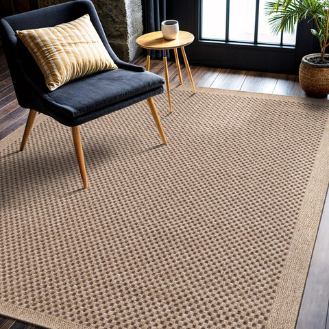CAMILSON Easy Jute Rug 5x7, Indoor Outdoor Natural Color Fiber Area Rugs for Living Room Patio and Kitchen Rug, Sisal Boho Woven Design, Easy-Cleaning, Washable Outside Carpet Alfombras para(5 x 7)