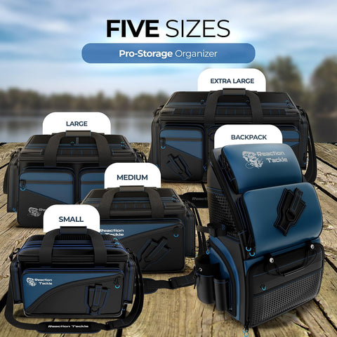 Reaction Tackle Saltwater Fishing Tackle Bags, Water Resistant 1000D PVC Tackle Box Bag with Removable Dividers, Fits 3600 and 3700 Trays, Medium