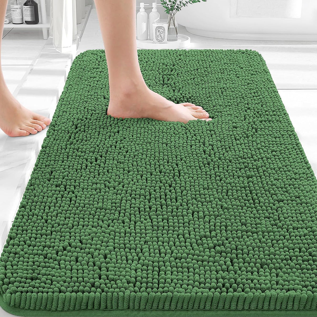 OLANLY Bathroom Rugs 35x24, Extra Soft Absorbent Chenille Bath Rugs