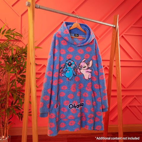 Disney Fleece Hoodie for Adults and Teenagers Oversized Hooded Poncho One Size - Stitch Gifts